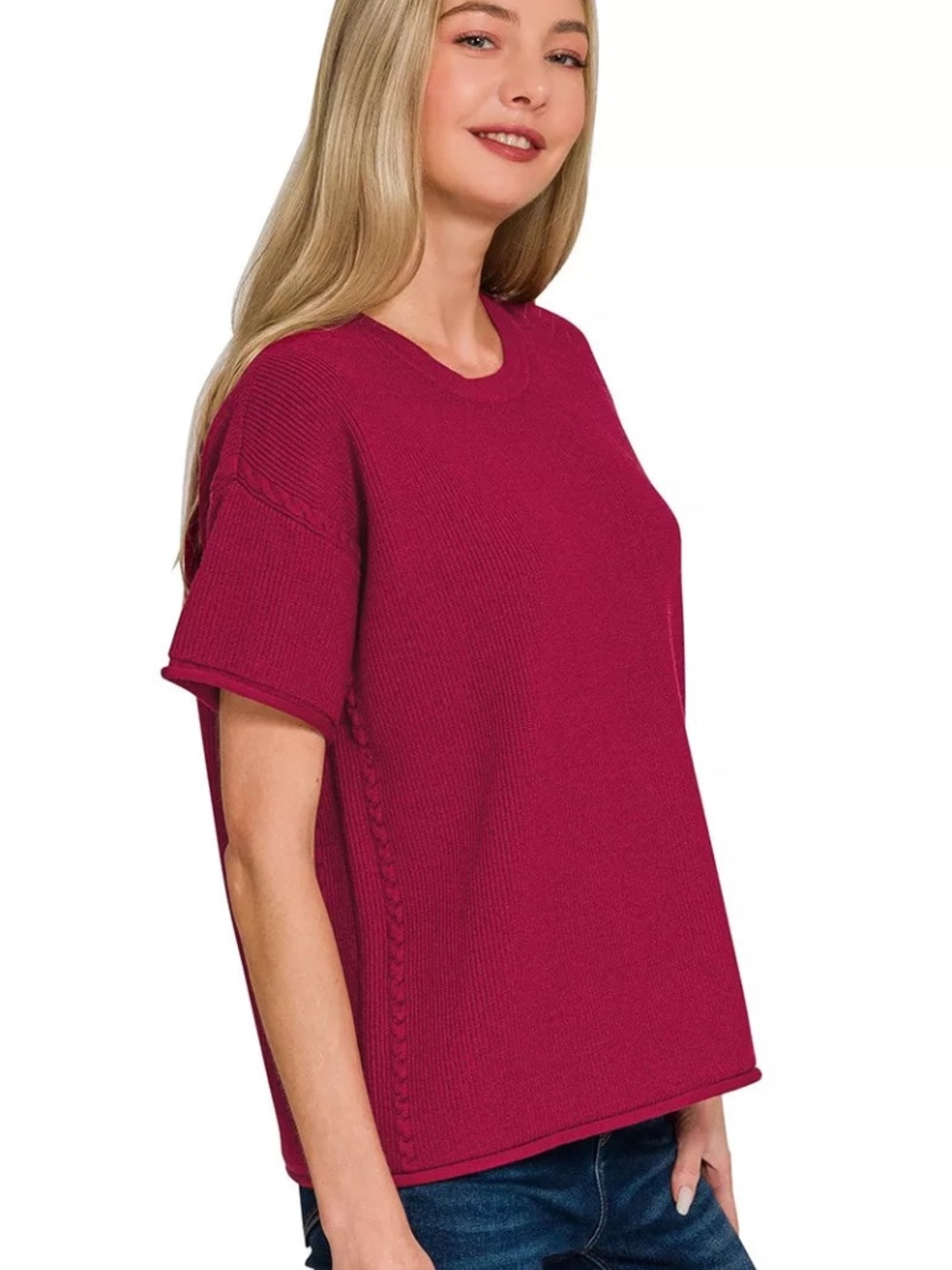 Zenana Premium Viscose Blend Cabernet Knit Set NWOT - Picture 5 of 6